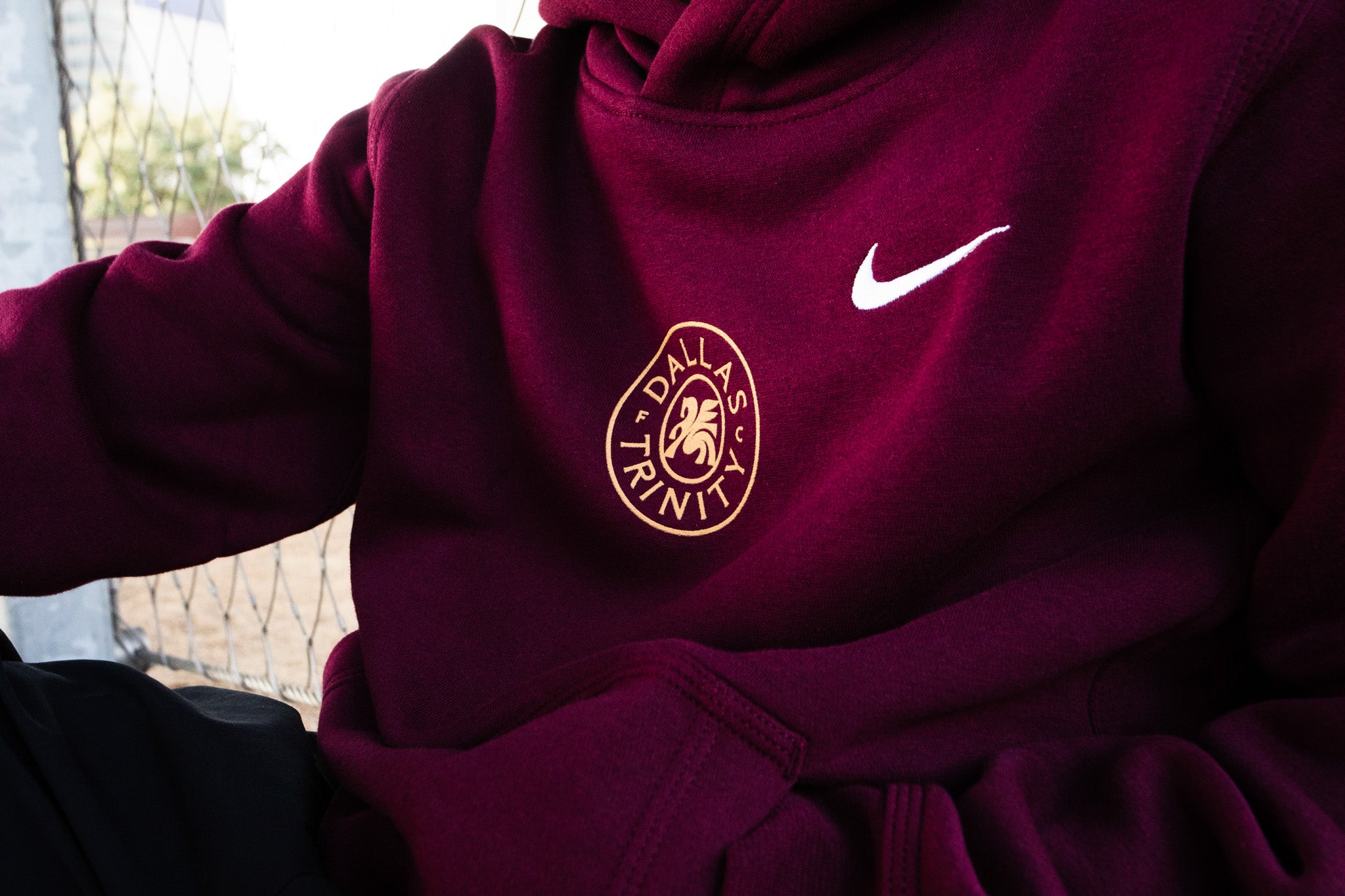 burgundy and gold nike hoodie